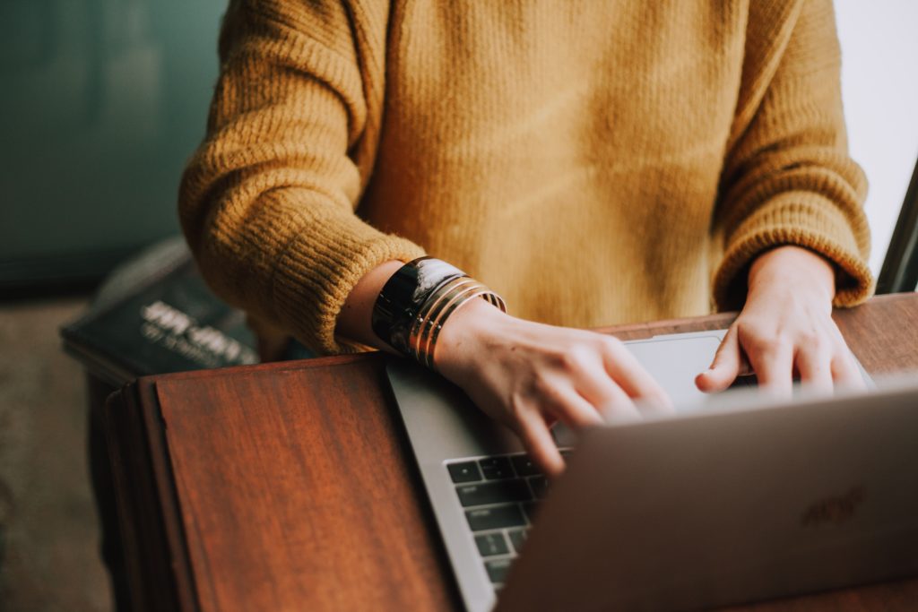 Hands on laptop