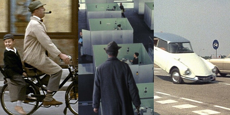 Film stills from Mon Oncle, Playtime and Trafic