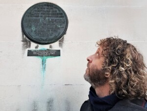 Peter Domankiewicz looks at the plaque to William Friese-Greene